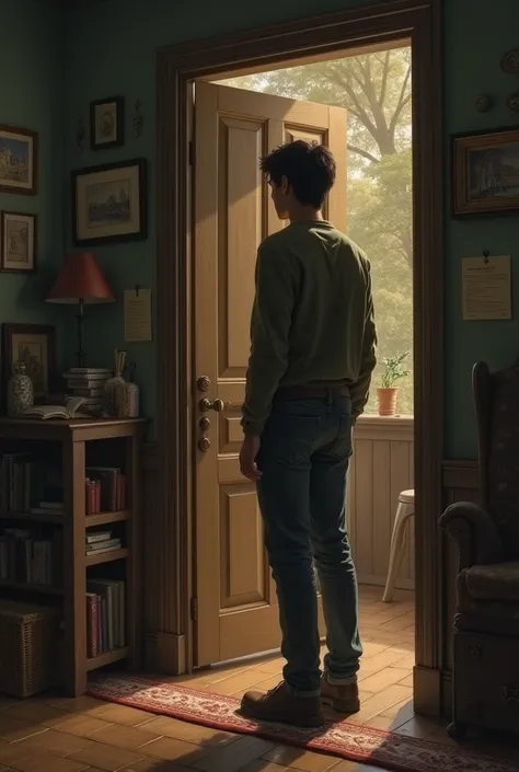 Amir stands in front of the door where Stefan writes alone