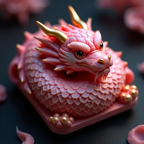 ((Masterpiece)), ((Ultra-detailed, 8K quality)), ((Top-quality materials)), ((Best composition)), ((High-resolution product shot)). BREAK.  

A **stunning artisan keycap** in the shape of a **serpentine dragon**, inspired by traditional **Chinese dragon mo...