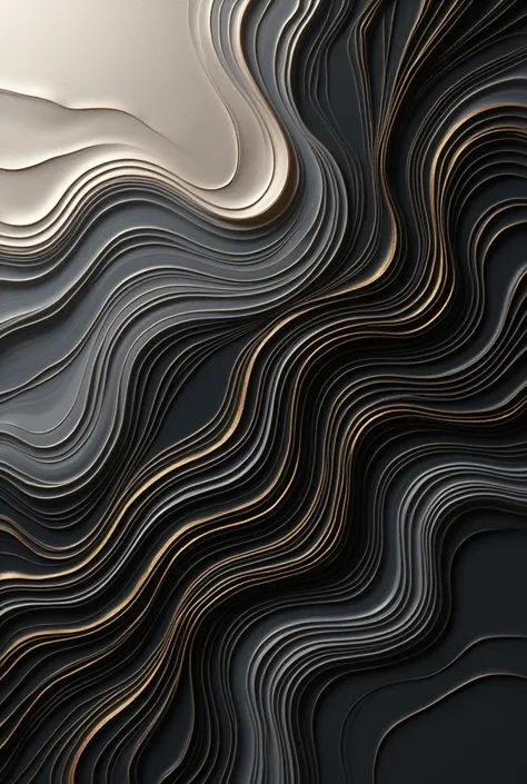 fluid lines intertwined with tones , black grey and gold