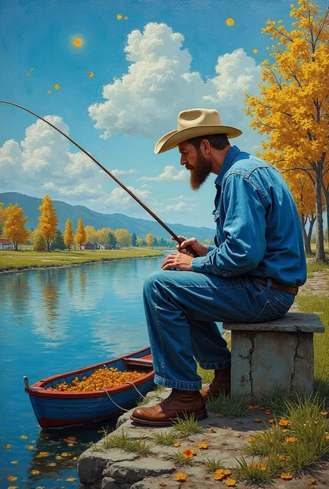 fisherman, Oil on canvas, Van Gogh Madness, Arles period, thick paint, brush strokes, surreal, vivid colors, masterpiece, diffuse lighting, ambient occlusion, Polished, Masterful Surrealism, Photorealistic, unreal engine, 128K, UHD, crisp quality, light re...