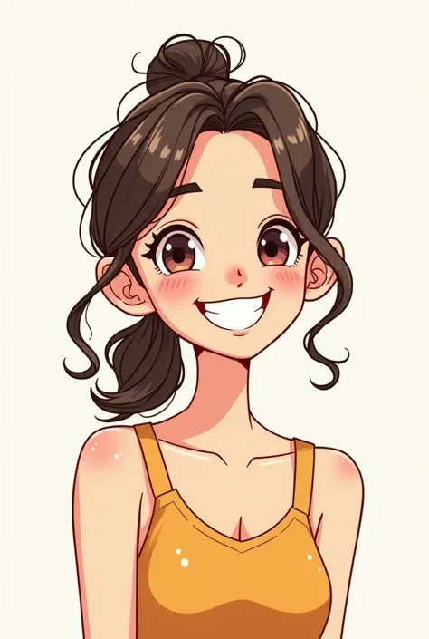 simple cartoon sketch of a happy lady with a ponytail