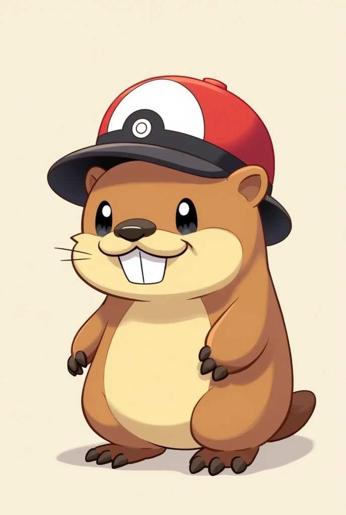 Beaver half bust Pokemon and Pokeball hat
