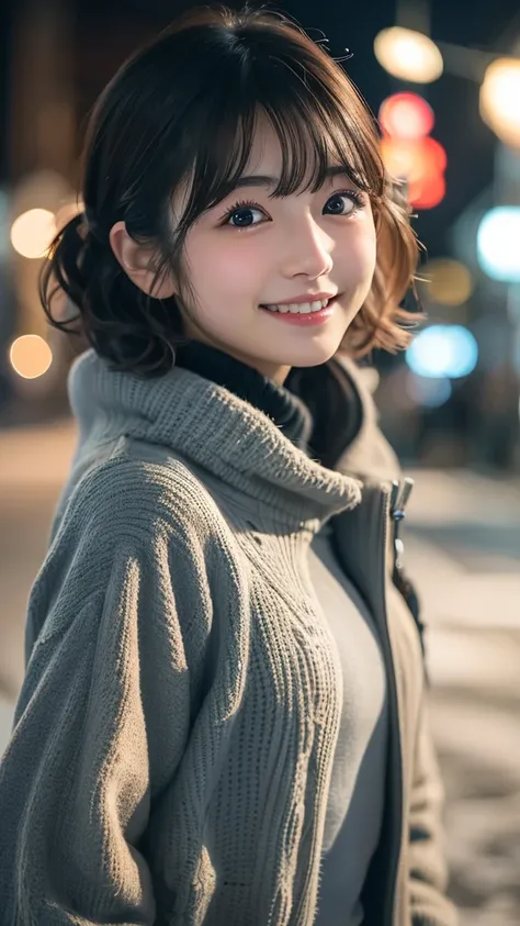  Japanese girl facing the front, super image quality, cute, pretty, sexy, and cute, actress, Japanese pretty girl, Lori, loose, short, curly hair, excellent style, excellent skeleton, clean, fluttering hair, small face, delicate girl, realistic girl, girl ...