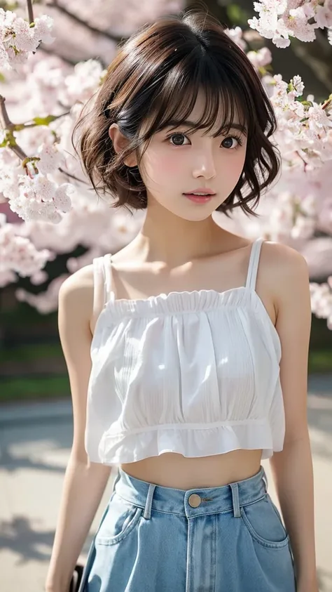  Japanese girl facing the front, super image quality, cute, pretty, sexy, and cute, actress, Japanese pretty girl, Lori, loose, short, curly hair, excellent style, excellent skeleton, clean, fluttering hair, small face, delicate girl, realistic girl, girl ...