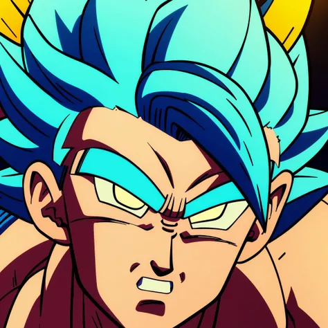 8K quality,masterpiece:1.3, top quality, detailed image ,Super Saiyan,1 person, face up ,( from the shoulder to the front,Facing the camera,Face up to the audience).