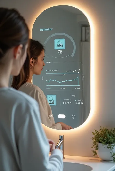 the power of mirror with a health monitor is a modern, high-tech device that combines a mirror's functionality with health tracking features. This smart mirror typically uses sensors and advanced technology to measure various health metrics, such as heart ...