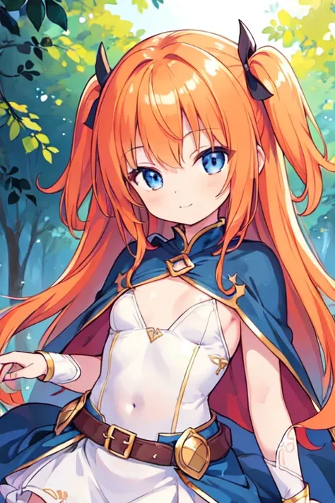 (best quality, masterpiece:1.2), ultra detailed, extremely detailed eyes and face, natural skin texture, detailed skin, natural lighting,
 chibi, 1 girl, 14-years-old, (cute),
 (two-side up), orange hair, shiny hair,
 blue eyes,
 (small breasts),
 BREAK wa...