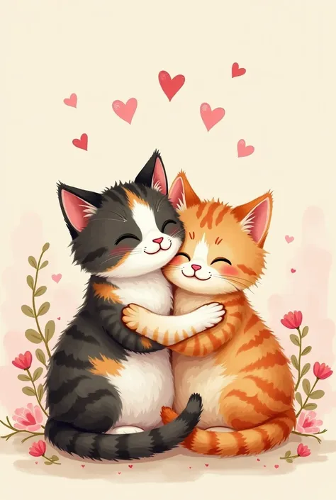 I want a letter in the form of two cats for Valentine's Day