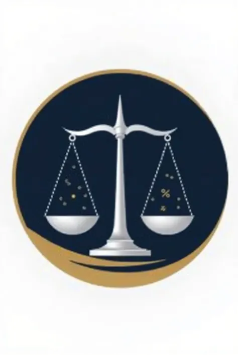  Description of the logo :
format:

a perfect circle,  symbolizing and completeness .

 Central Elements :

 Balance of Justice :  Stylized in a modern way ,  with fine and elegant lines ,  placed in the center .  The scale trays may be represented by smal...