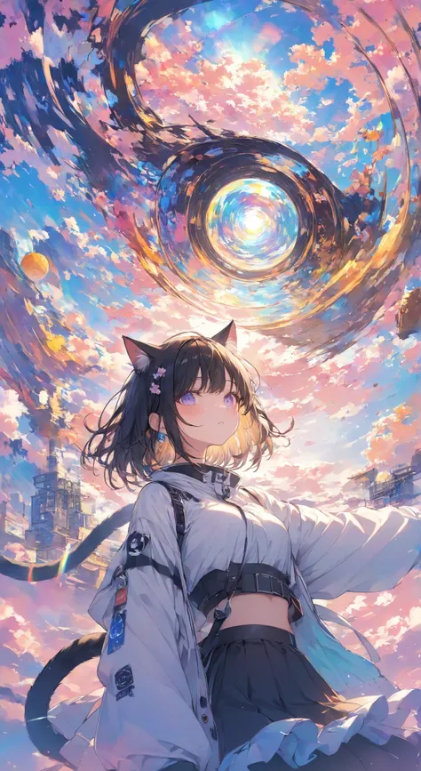  Masterpiece,  high quality,  high resolution, 16k,  colorful、 hyperreality 、Makifu Shinkai illustrations,  exquisite background ,  I'm a cat 