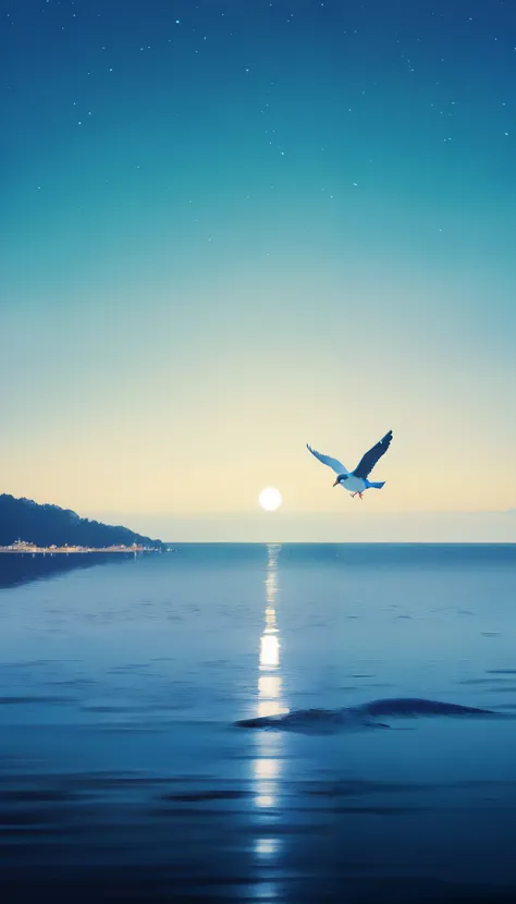  in high definition, Migratory birds,ロマーレ・ベアデンに触発されたMigratory birds ( swallows are flying in the sky) Under the clear blue sky、An island beyond the ocean  。