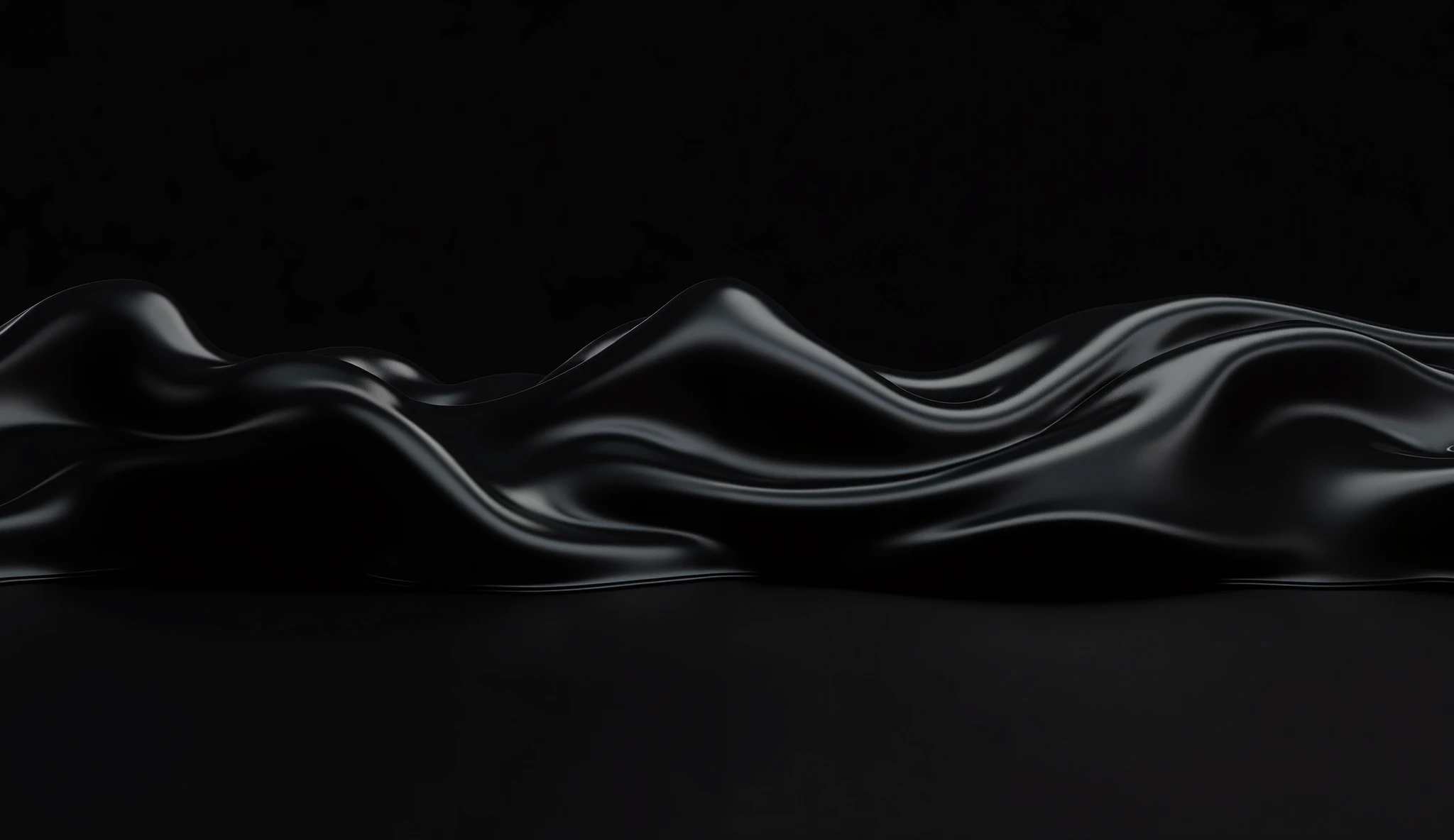 3d model black silky waves on black background