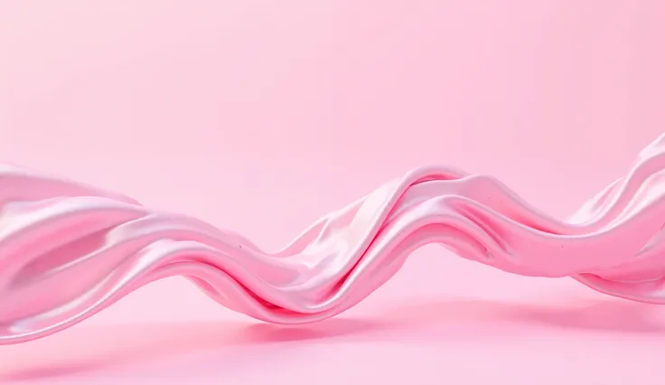 3d model pink silky waves in the left side on pink background