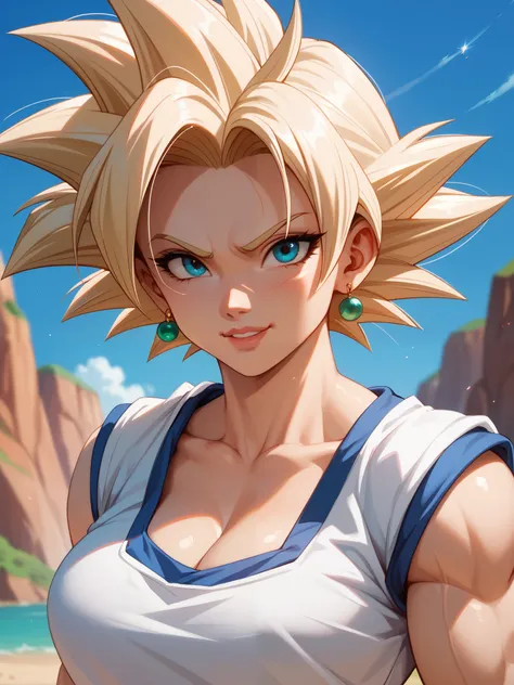 FEMALE GOKU SUPER SAIYAN BLUE, she is cute, she is pretty, 