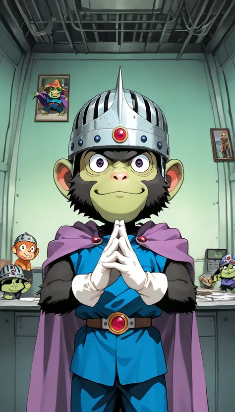 1boy, (photo of a monkey, furry, BREAK,Chimpanzee,mojo jojo), (extremely detailed CG unit 8k wallpaper),(master part), (best quality), (ultra detail), (best illustration),(ghibli_style), cowboy shot, standing, facing viewer, looking at viewer, perfect face...