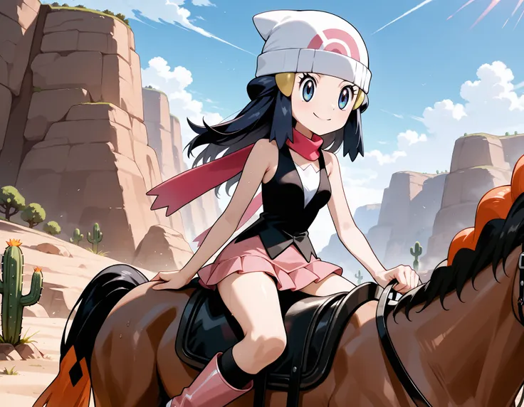 Hikari/Dawn from Pokemon, fourteen years oId, BREAK, masterpiece, best quality, (amazing quality), very aesthetic, absurdres, newest,highly detailed,high-resolution,close-up portrait,female,woman,(smile),(hikari/dawn:1.2),pokemon diamond pearl,adult young ...