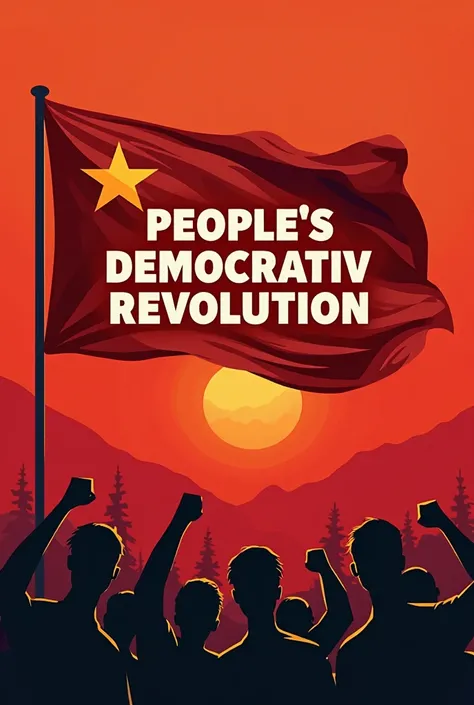 The People's Democratic Revolution (PDR) simple flag with these words