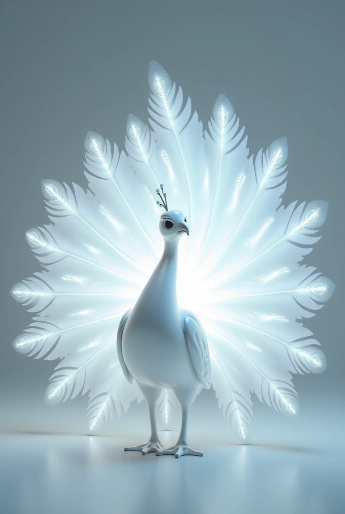 3d luminous white peacock