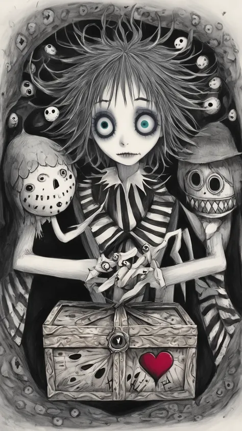     Tim Burton's style、The person with the secret box