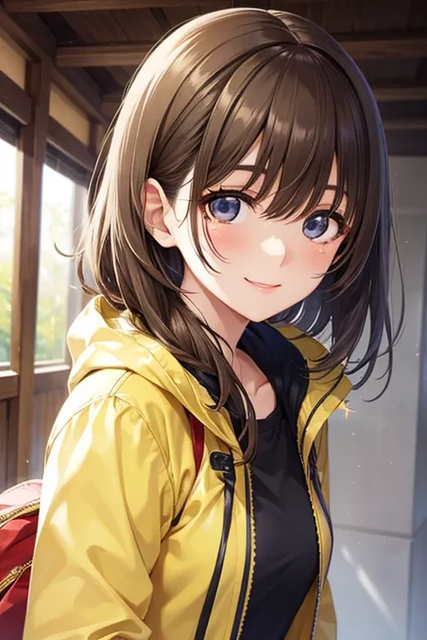 anegasaki nene, shiny chestnut hair, (brown pretty eyes, sparkling eyes, fine eyes), smiling face, super detailed eyes, highly detailed face, highly detailed eyes, (masterpiece:1.2, best quality), 1 girl, cowboy shot, 



I want a age anime girl in a yello...