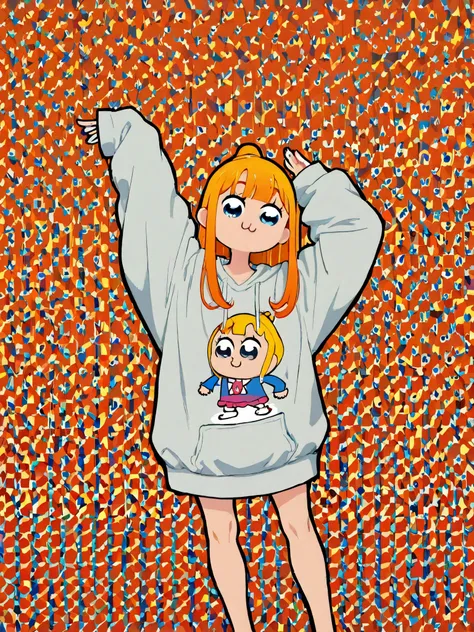 1character\(nyarlathotep \(poptepipic\),dynamic pose:0.25\),pop art,oversized sweatshirt,masterpiece, best quality, 8k, highres, ultra-detailed,HDR, UHD, professional, vivid colors