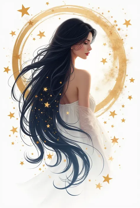 Create my logo of a woman with long hair and stars with the word fashion & professional beauty 