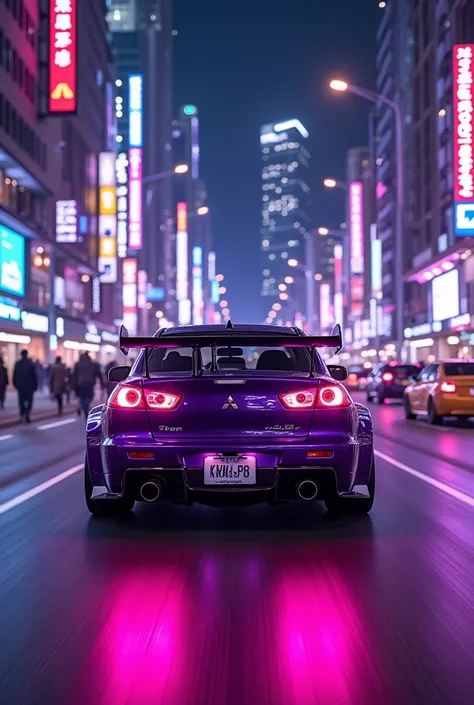 MITSUBISHI EVO IN THE SEUL CITY AND PURPLE NEON LIGHTS 