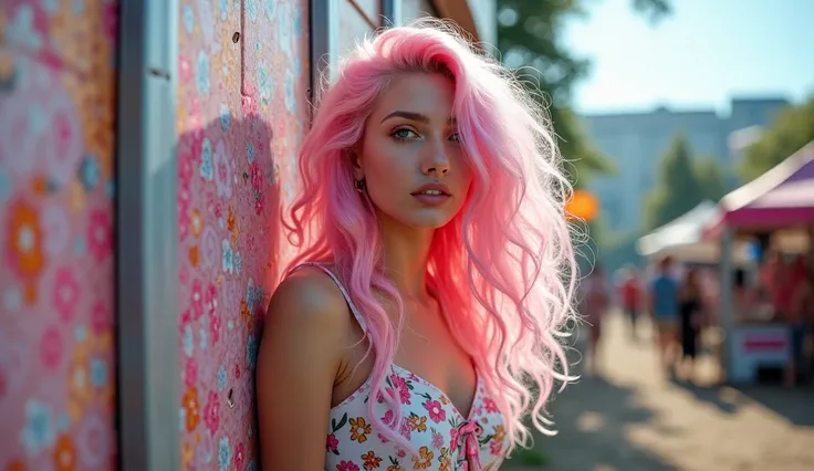 Klara, german, 23 years, Girl, hair Like Cotton candy Lösung in Front of a Toilette near a festival