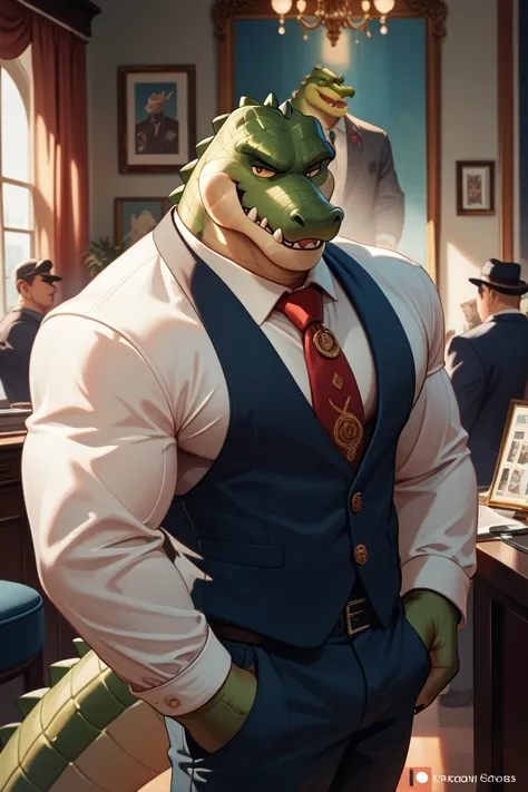 male,man,big,furry,masterpiece,8k,ultra quality,highly detailed,high texture,Crocodile, gangster boss, mafia boss,muscular