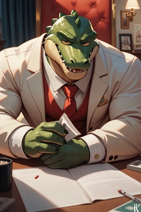 male,man,big,furry,masterpiece,8k,ultra quality,highly detailed,high texture,Crocodile, gangster boss, mafia boss,muscular