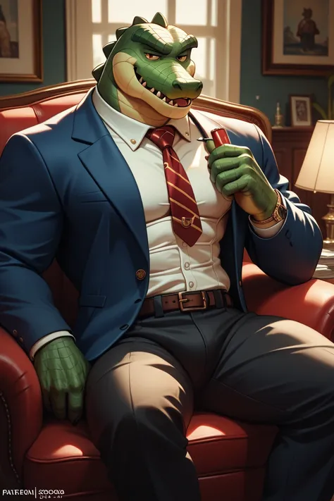 male,man,big,furry,masterpiece,8k,ultra quality,highly detailed,high texture,Crocodile, gangster boss, mafia boss,muscular,detailed and textured crocodile leather