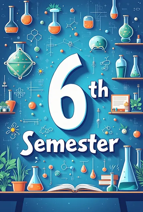 Create a pictuer  that have word "6th semester " that contain additional graphics about biochemistry department  That pictuer contain the professional background 
