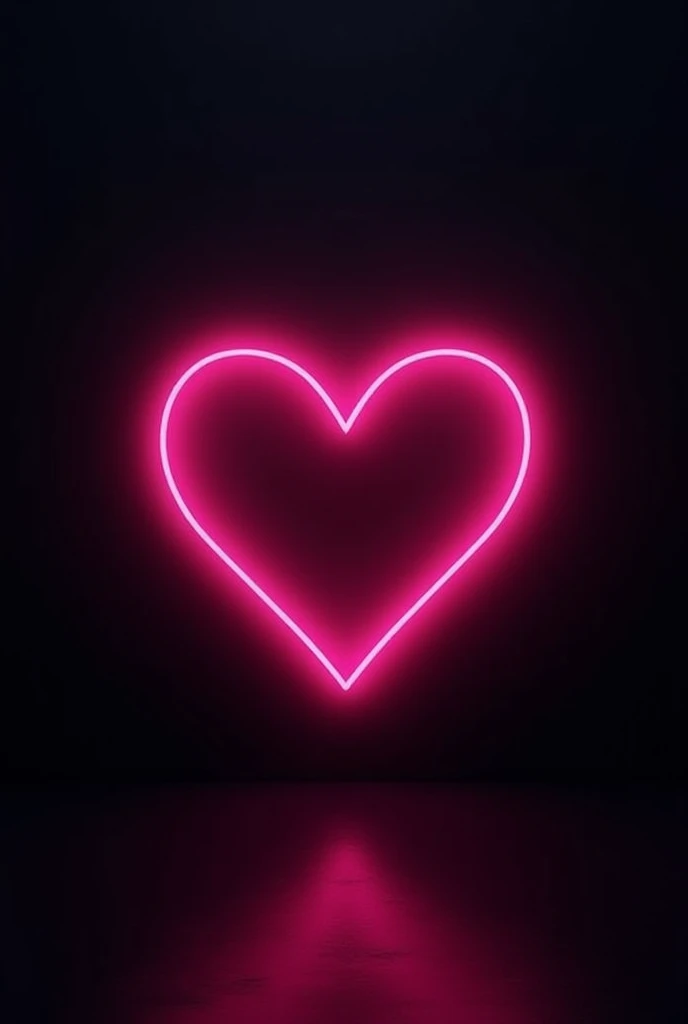 black wallpaper with neon hot pink heart sign in the middle