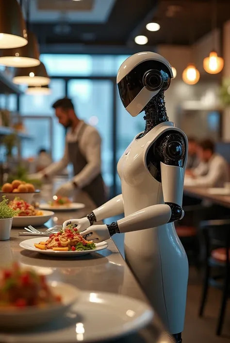 Create a short video for AI as a food service worker