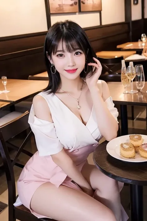                           high definition                     ,bangs、               black hair、              semi-long、                brown eyes   、   big breasted with a cross eye  ,                 cute comment model figure          、165cm      、20 year...