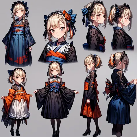  best detail、 best composition、  pretty face、baby face、(   three-sided view,   front view of the company, Side View,   rear view,    by H1GIRL WATCH MULTIPLE TIMES ,  Mister.々 pose and expression  , Many parts)),  Concept art , character  Concept art , Cha...