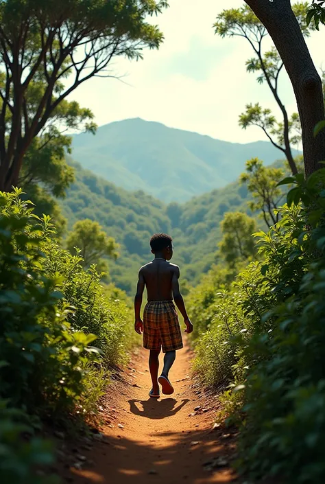 8. Le voyage vers le village : Détaillez les pensées de Rayan pendant le trajet, ses peurs et ses espoirs un enfants. conte africaine noir realiste et cinematique

