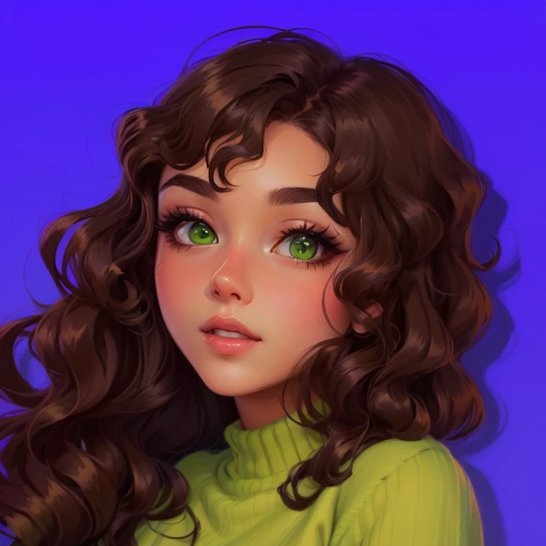 a cartoon girl with long brown hair and green sweater, cartoon art style, cartoon artstyle, cute portrait, cartoon style illustration, 🤤 girl portrait, in style of digital illustration, realistic artstyle, detailed character portrait, cartoon digital paint...