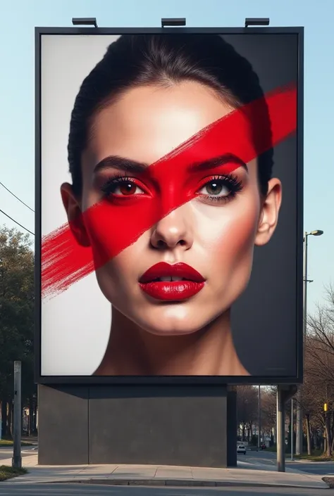 Billboard:

Visual: A bold red lipstick swipe across the board with a confident woman’s close-up.

Text: "One Swipe. Instant Impact."

Call to Action: "Available at all leading stores & online."
