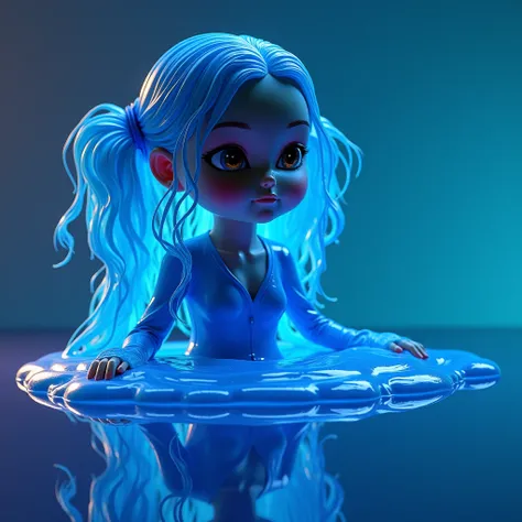  The notice generated by the Stable Diffusion warning assistant:
"Girl made of Slime , blue limo,  reflective surface ,  best quality, ultra-detailed, realistic, portraits,   bright colors  ,  studio lighting "