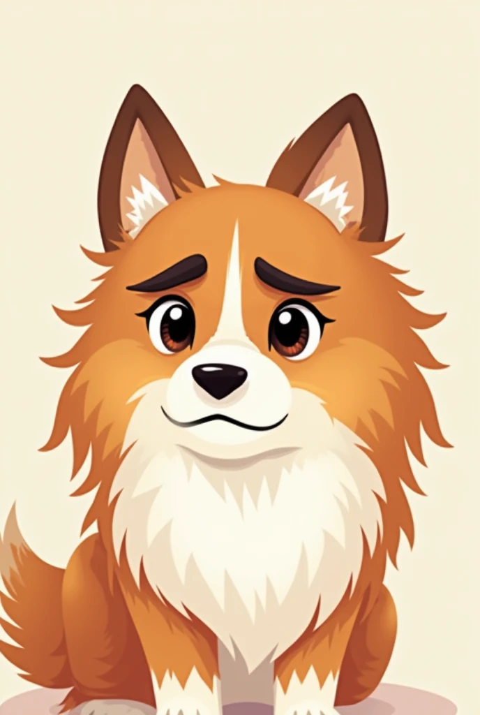 Cute Sheltie 　troubled face cartoon style