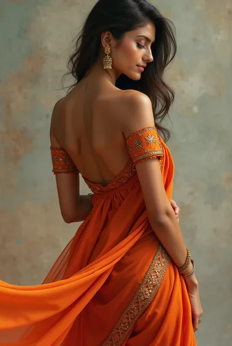 Saree bend over butt