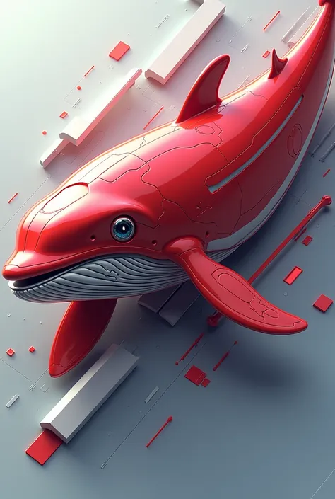 Red whale 3d futuristic anime logo 