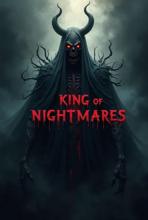 Create a logo image of the King of Nightmares,  containing the phrase "King of Nightmares " As it was written.