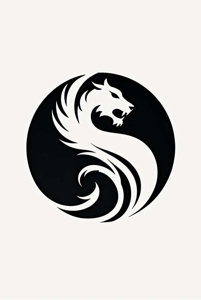 Logotype circle , Black and white,  white tiger idea, Ying-yang