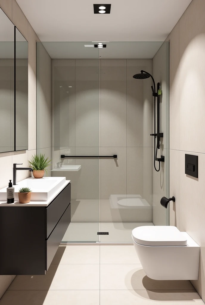  Design  **Modern bathrooms, small area** Need to optimize space and focus on convenience, neat . Here are detailed suggestions:

---

### **1. Color &  Material **  
- **light tone **: white, grey nhạt, Beige or cold pastel ( turquoise , grey xanh) to exp...