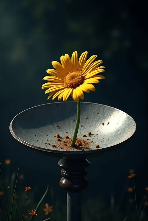 White daisy flower on a satellite dish
