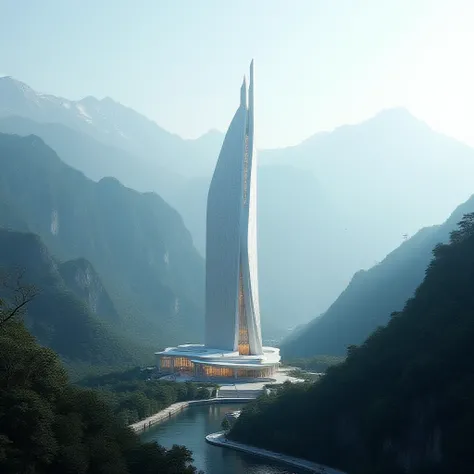  Chinese modern building with mountains in the background , Epos, Cinematic.   rolled up , ultra high resolution, ( photorealistic:1.4),,  high resolution,   detailed , Raw foto, sharp re,  by Lee Jeffries Nikon D850 film stock photography 4 Kodak Portra 4...