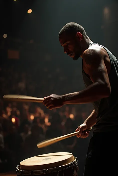 drum hit by stick on a stage