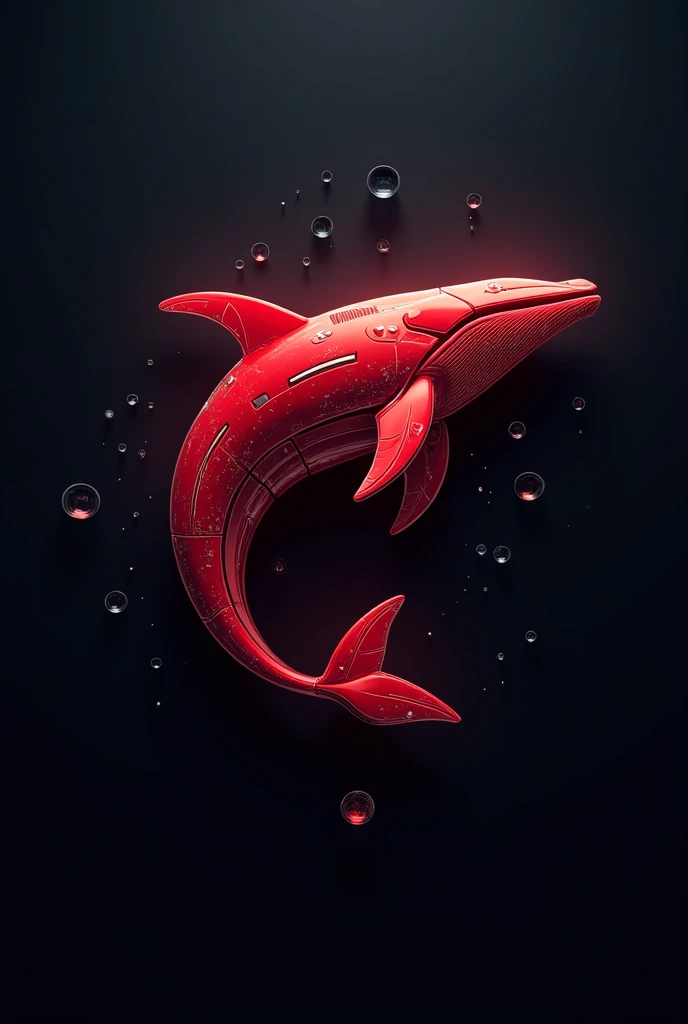 Redwhale futuristic anime 3d logo design with REDWHALE name